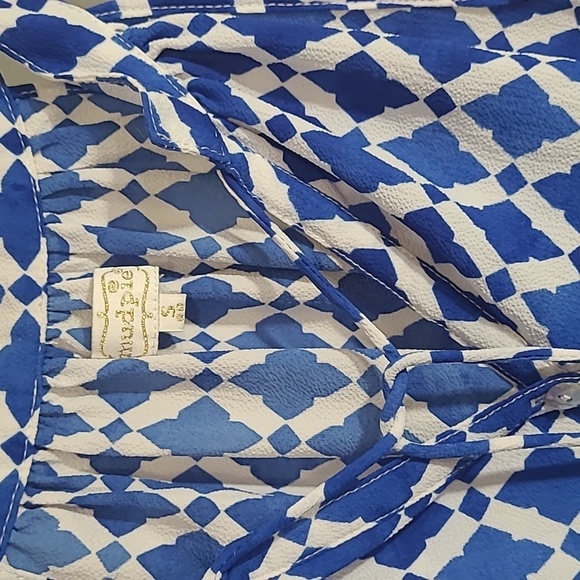 MudPie Blue and White Tank with Tassels - Picture 2 of 4